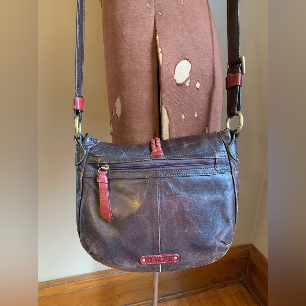 HideSign leather crossbody purse, distressed hippy boho, bohemian bag - Picture 12 of 16